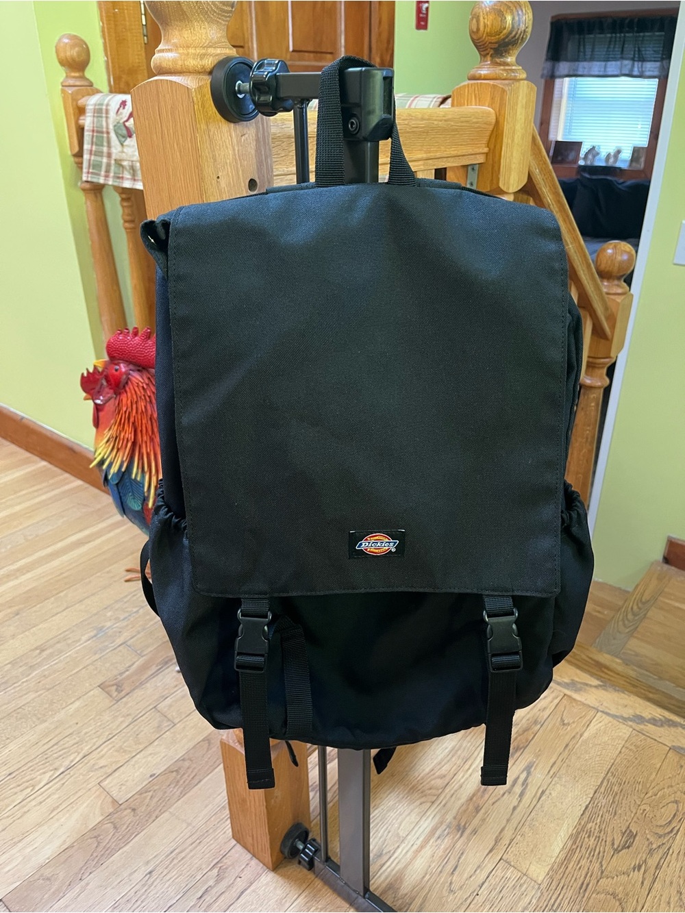 Dickies Black Canvas Flap Backpack with Buckle Closures UNISEX